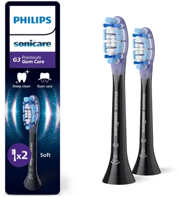 Сменные насадки для зубной щётки Philips Sonicare Premium Gum Care HX9052/88 чёрные, 2 шт