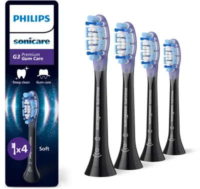 Сменные насадки для зубной щётки Philips Sonicare Premium Gum Care HX9054/88 чёрные, 4 шт