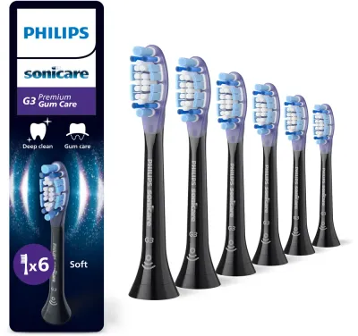Сменные насадки для зубной щётки Philips Sonicare Premium Gum Care HX9056/88 чёрные, 6 шт