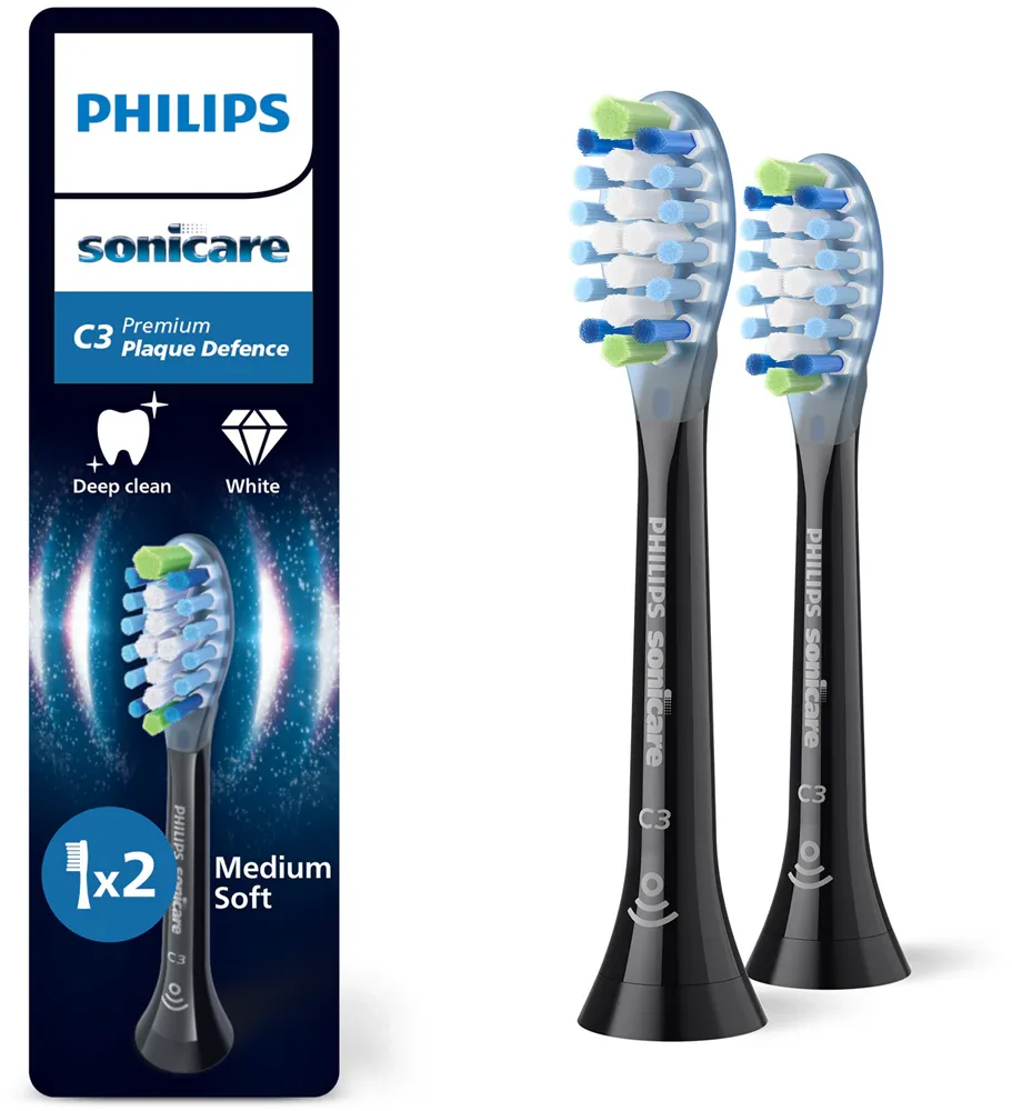 Сменные насадки для зубной щётки Philips Sonicare Premium Plaque Defense HX9042/88 чёрные, 2 шт