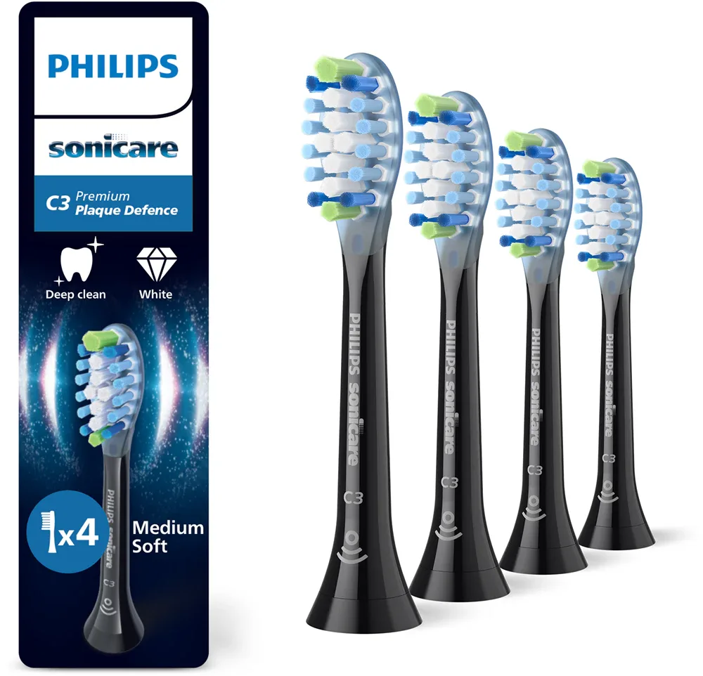 Сменные насадки для зубной щётки Philips Sonicare Premium Plaque Defense HX9044/88 чёрные, 4 шт