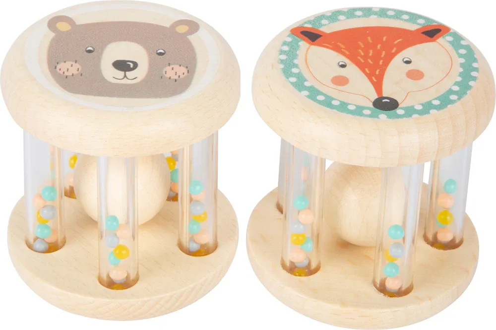 Погремушки Small foot by Legler Rattle Animals Pastel для новорождённых, с шуршащим материалом, 2 шт