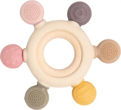 Прорезыватель для зубов Bo Jungle B-Multi-Sensory Ring силиконовый, с погремушкой, 1 шт