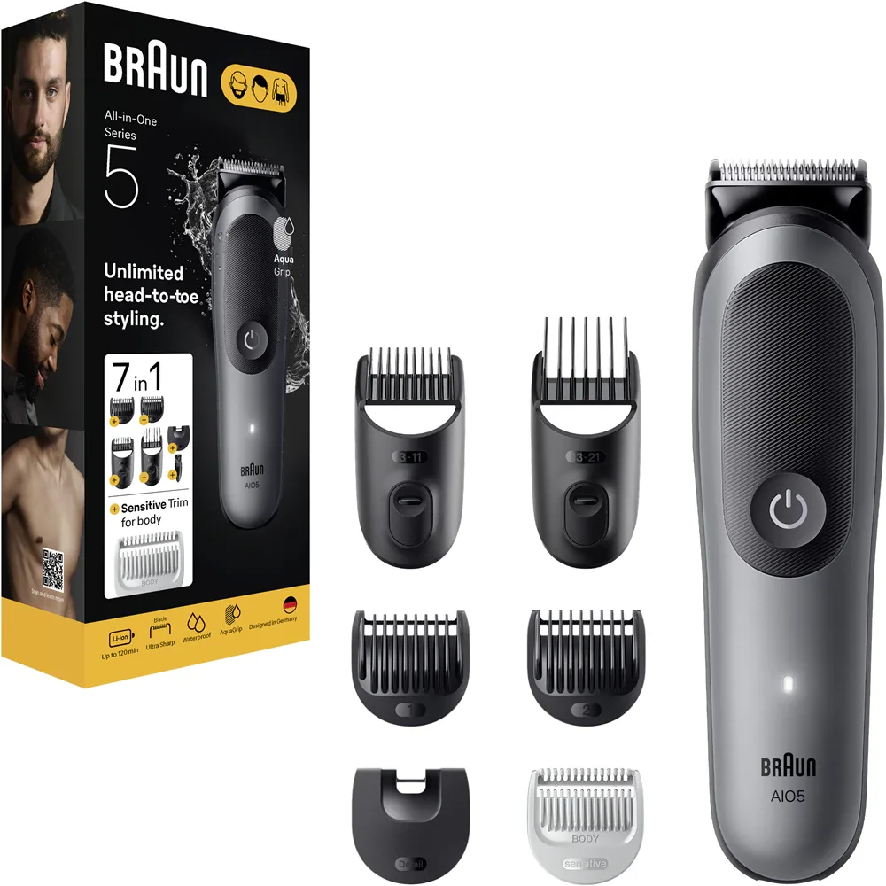 Триммер универсальный Braun All-In-One Series 5 AIO5520 для бороды, волос и тела, для сухого и влажного применения, 1 шт