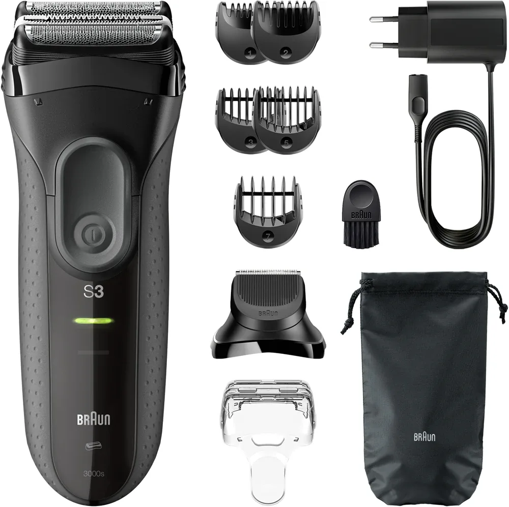 Бритва электрическая Braun Series 3+ 3000bt с насадкой MicroComb, водонепроницаемая, 1 шт