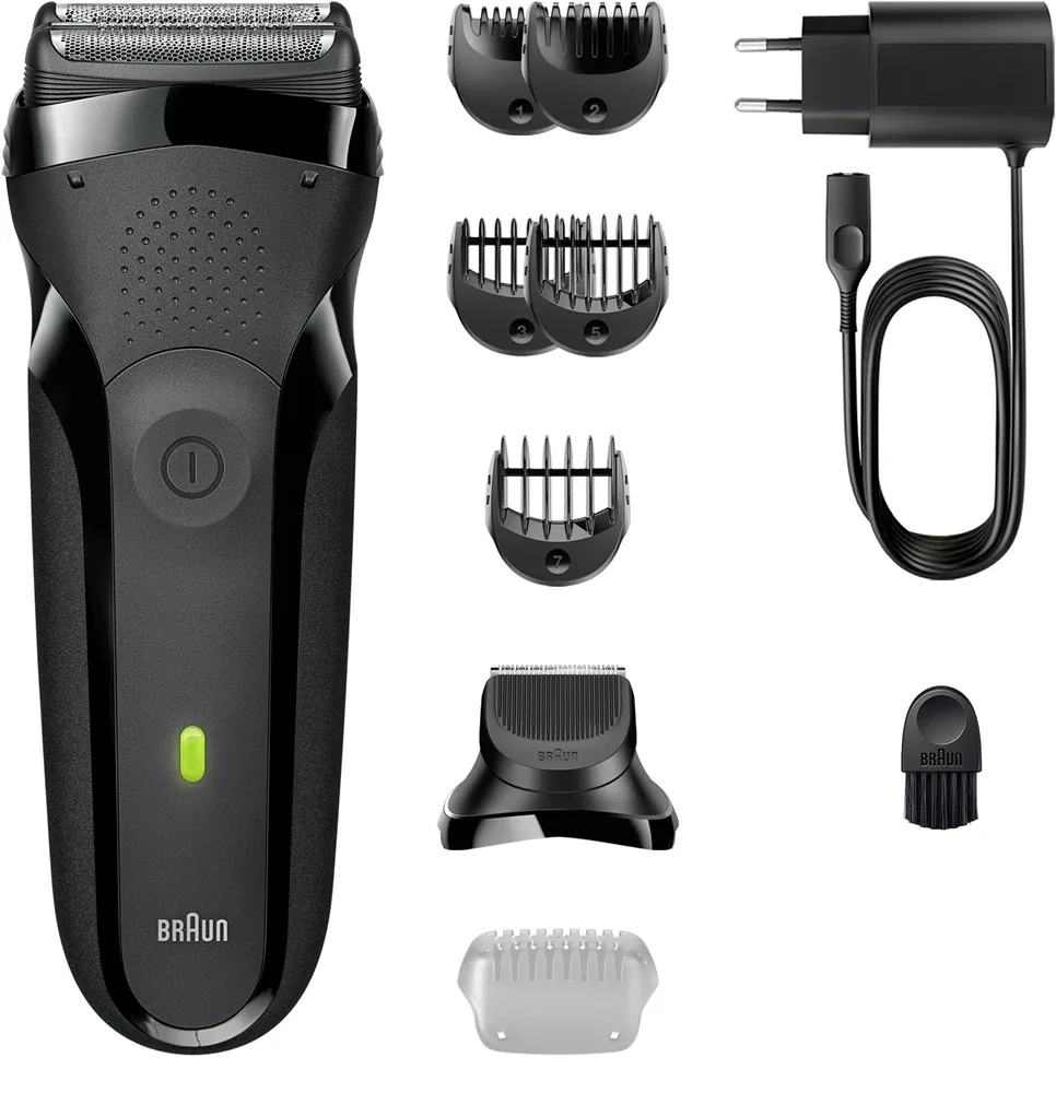 Бритва электрическая Braun Series 3 300 с 5 насадками, с головкой 3-Flex, 1 шт Black