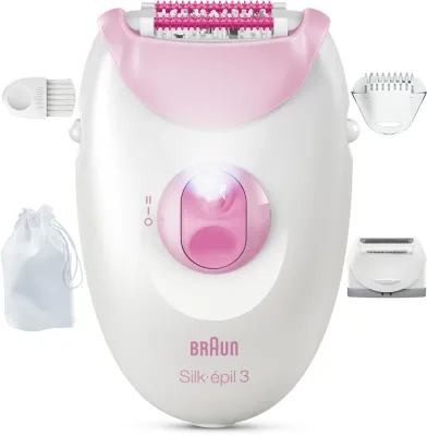 Эпилятор Braun Silk-epil 3 3-033 с 20 пинцетами, с питанием от сети, 1 шт