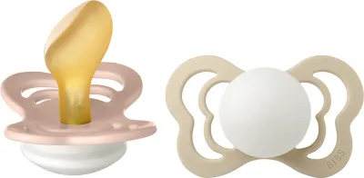 Пустышка BIBS Couture Glow Natural Rubber Size 2: 6+ months каучуковая, ортодонтической формы, 2 шт Blush / Vanilla