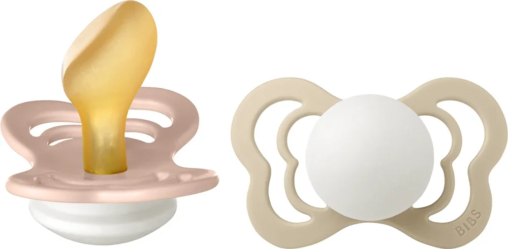 Пустышка BIBS Couture Glow Natural Rubber Size 2: 6+ months каучуковая, ортодонтической формы, 2 шт Blush / Vanilla