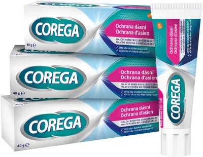 Крем для фиксации зубных протезов Corega Gum Protection с защитой дёсен, нейтральный вкус, 3 шт. по 40 г