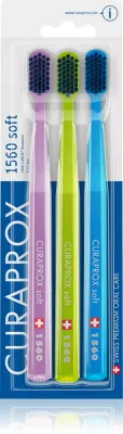 Зубная щётка Curaprox 1560 Soft мягкая, с волокнами CUREN, 3 шт