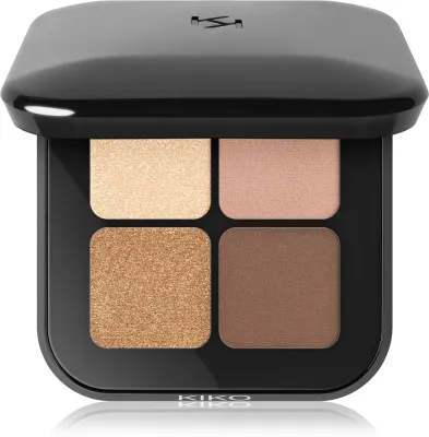 Палетка теней для век KIKO Milano Bright Quartet с матовым и блестящим эффектом, с зеркальцем, 3,5 г