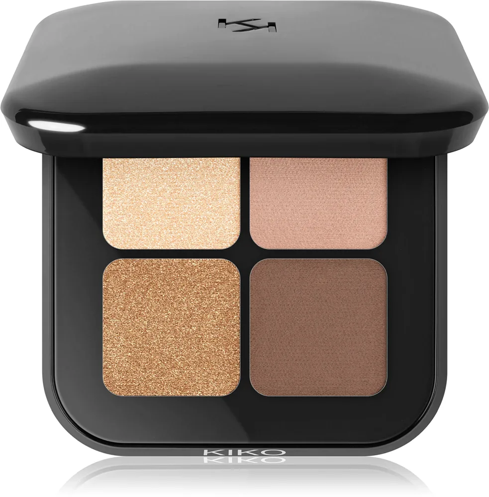 Палетка теней для век KIKO Milano Bright Quartet с матовым и блестящим эффектом, с зеркальцем, 3,5 г, оттенок 01 Warm Neutral Tones