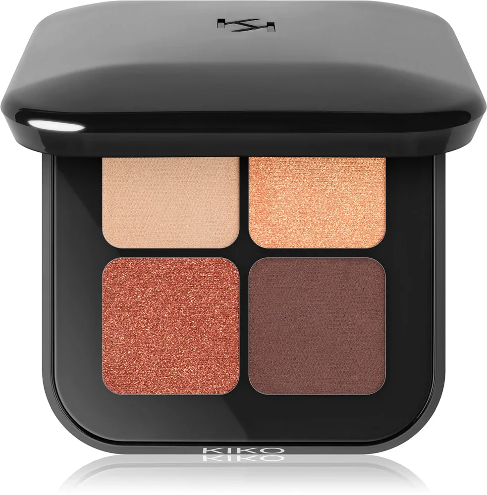 Палетка теней для век KIKO Milano Bright Quartet с матовым и блестящим эффектом, с зеркальцем, 3,5 г, оттенок 03 Variations