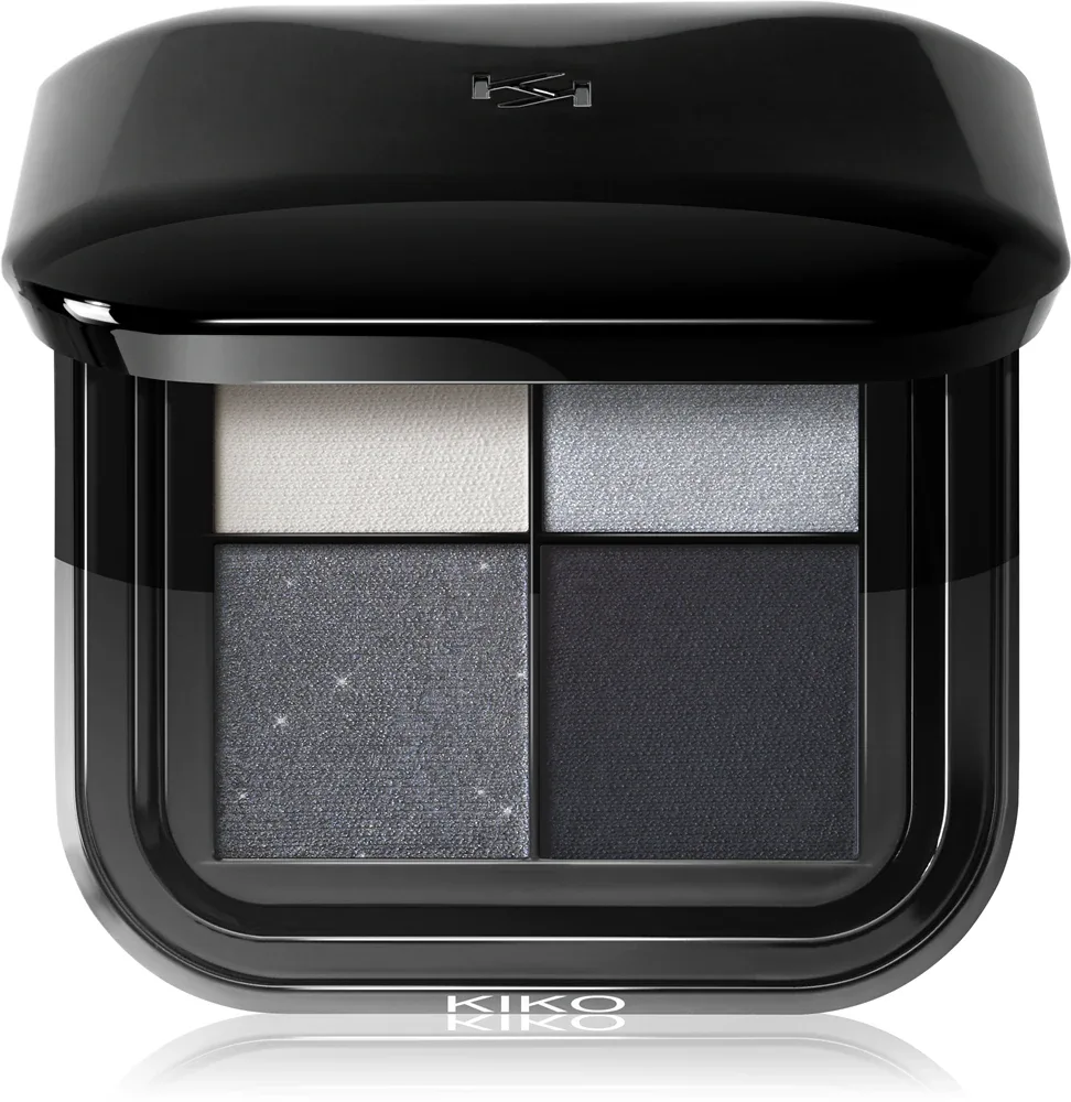 Палетка теней для век KIKO Milano Bright Quartet с матовым и блестящим эффектом, с зеркальцем, 3,5 г, оттенок 04 Smokey Eyes Profusion