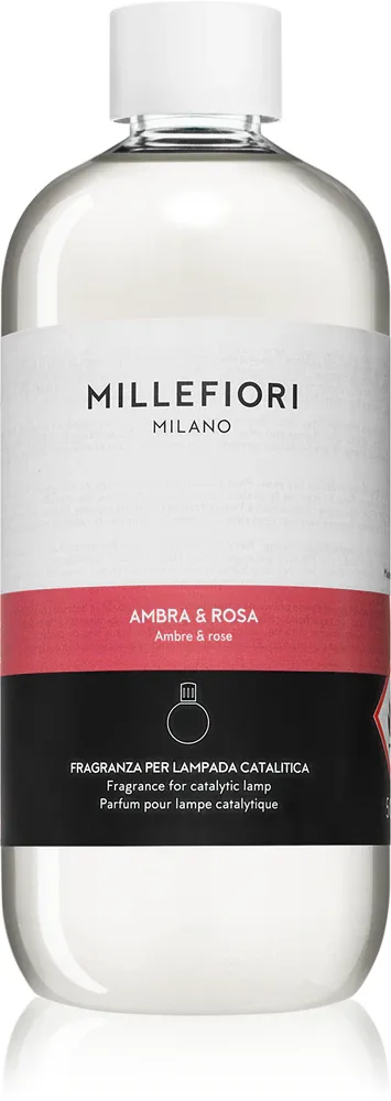 Наполнитель для каталитической лампы Millefiori Ambra Rosa, цветочный, устраняет посторонние запахи, 500 мл