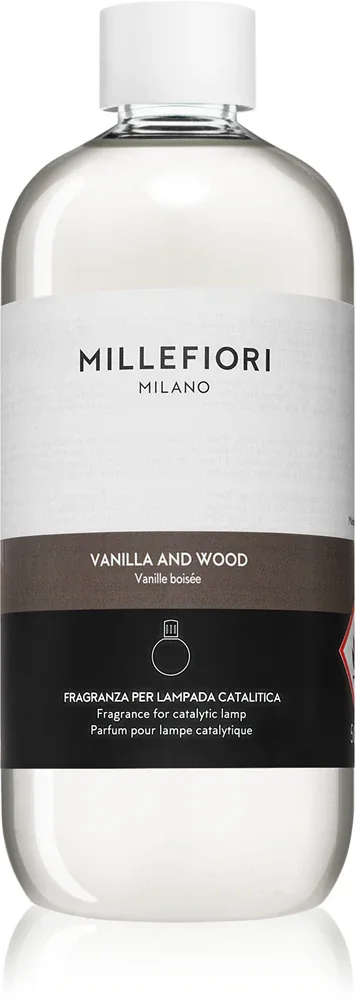 Наполнитель для каталитической лампы Millefiori Vanilla and Wood, пряный, устраняет посторонние запахи, 500 мл