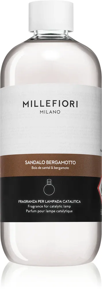 Наполнитель для каталитической лампы Millefiori Sandalo Bergamotto, древесный, устраняет посторонние запахи, 500 мл