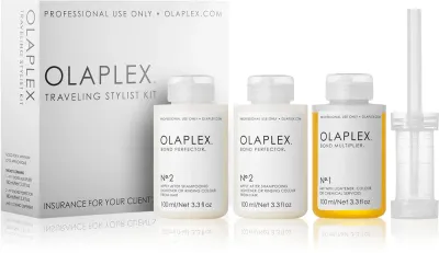 Дорожный набор для окрашенных волос Olaplex Traveling Stylist Kit, для повреждённых и хрупких волос, 3× 100 мл