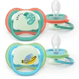 Пустышка Philips Avent Ultra Air Day Night SCF376/28 6-18m, 6–18 месяцев, светится в темноте, 2 шт Boy — фото 1