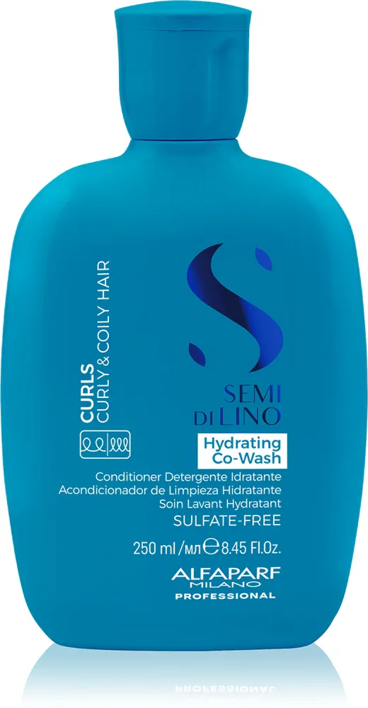 Моющий крем для волос Alfaparf Milano Semi Di Lino Curls Hydrating Co-Wash для кудрявых волос, очищение и увлажнение, 250 мл