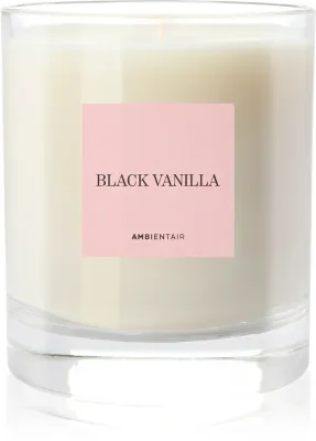 Свеча ароматическая Ambientair COLOURS Black Vanilla с согревающим ароматом, растительный воск, 200 г