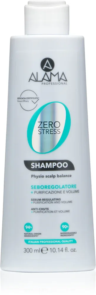 Шампунь Alama Professional Zero Stress Sebum Regulating Shampoo для жирных волос, себорегулирующий, 300 мл