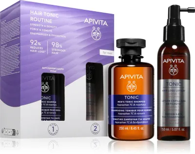 Набор для ухода за волосами Apivita Tonic Men's Routine против выпадения волос, подарочный, 1 шт