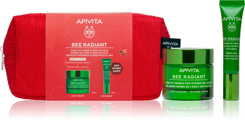 Набор для ухода за лицом Apivita Bee Radiant Set с кремом-гелем, подарочный, 1 шт