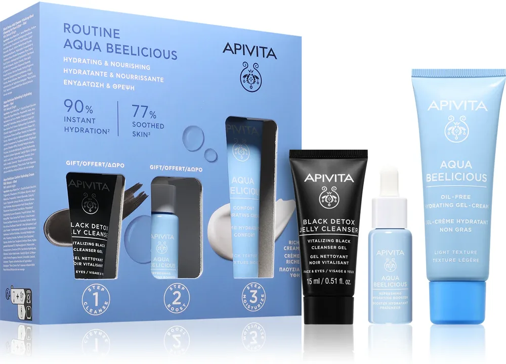 Набор косметики для лица Apivita Aqua Beelicious Hydrating Nourishing Routine подарочный, для сухой кожи, 1 шт