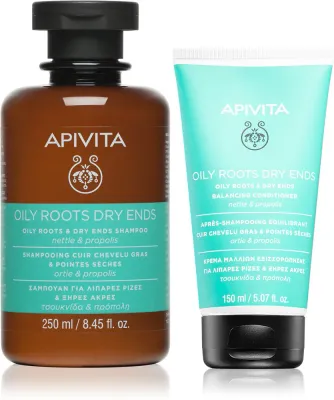 Набор для ухода за волосами Apivita Oily Roots Dry Ends для жирной кожи головы и сухих кончиков, 1 шт