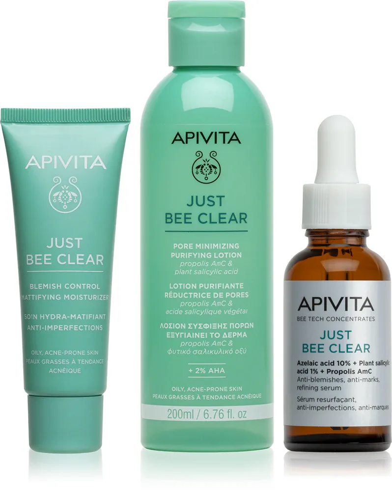 Набор косметики для лица Apivita Just Bee Clear для жирной и проблемной кожи, 1 шт