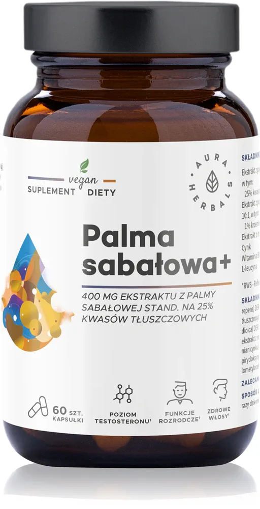Добавка к пище Aura Herbals Palma 400 mg с пальмой сабаль, для мужчин, 60 капсул