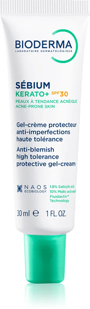Крем для лица Bioderma Sebium Kerato+ SPF30 солнцезащитный, для жирной и проблемной кожи, 30 мл SPF 30