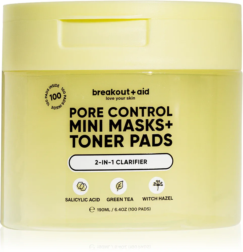 Диски для лица breakout + aid Pore Control Mini Masks + Toner Pads тонизирующие, для жирной кожи, 100 шт