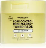 Диски для лица breakout + aid Pore Control Mini Masks + Toner Pads тонизирующие, для жирной кожи, 100 шт — фото 1