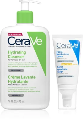 Набор для ухода за кожей лица CeraVe Hydrating Cleanser очищение и увлажнение, с SPF, 473 мл + 52 мл