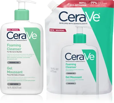 Набор гелей для умывания CeraVe Cleansers Foaming Cleanser пенящихся, для нормальной и жирной кожи, 2 шт. по 473 мл