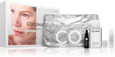 Набор для ухода за лицом Cocunat Collagen Resset Plus две сыворотки, мицеллярная вода и косметичка