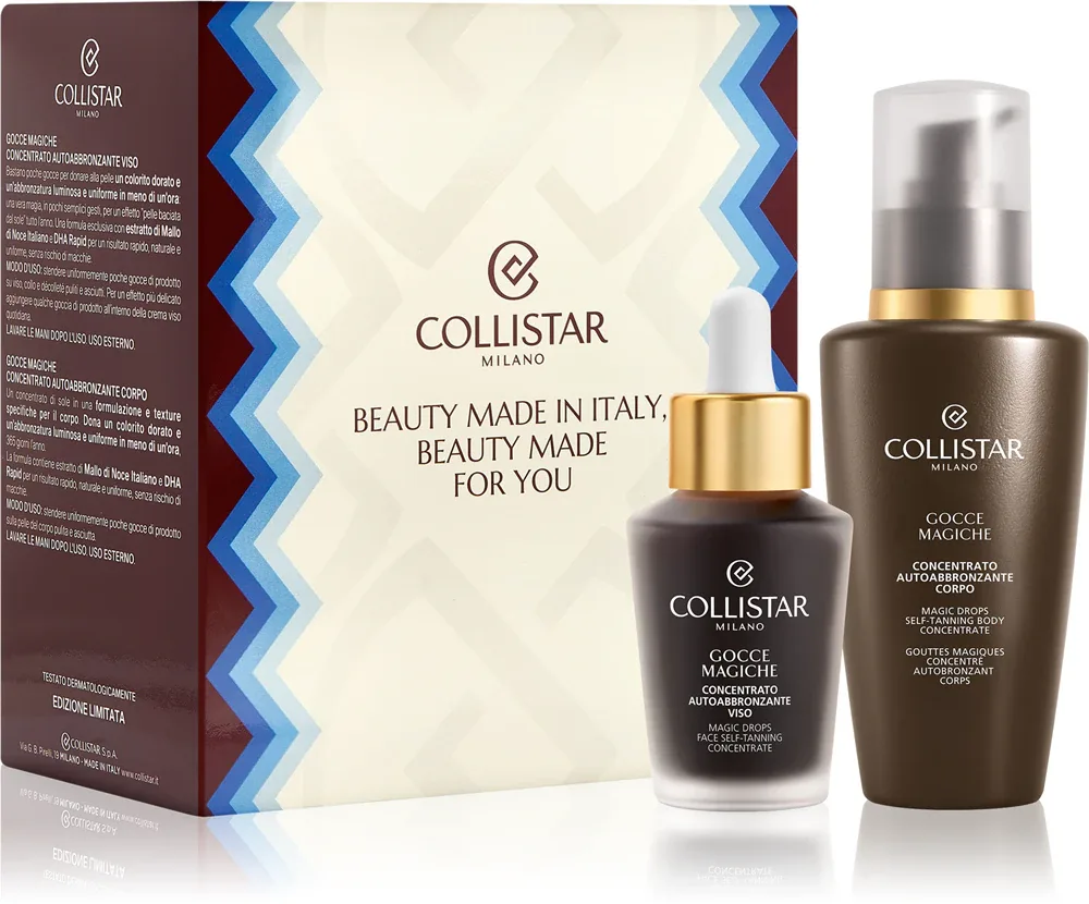 Набор средств для автозагара Collistar Magic Drops Gift Set концентрат для лица 30 мл и эмульсия для тела и ног 125 мл, подарочный