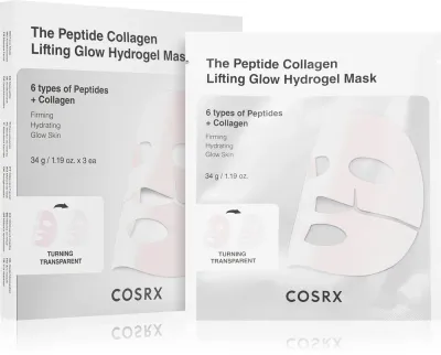 Маска для лица Cosrx The Peptide Collagen Lifting Glow Hydrogel Mask гидрогелевая, с пептидами и коллагеном, 3 шт. по 34 г