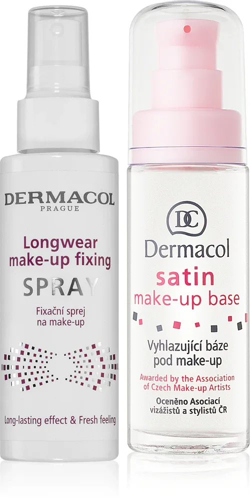 Набор косметики для лица Dermacol Satin с базой под макияж и фиксирующим спреем, 1 шт