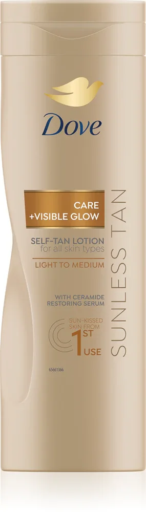 Автозагар для тела Dove Care Glow Sunless Tan увлажняющий, быстро впитывается, 400 мл, оттенок Fair