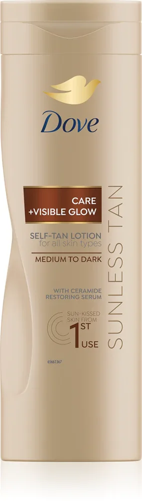 Автозагар для тела Dove Care Glow Sunless Tan увлажняющий, быстро впитывается, 400 мл, оттенок Dark
