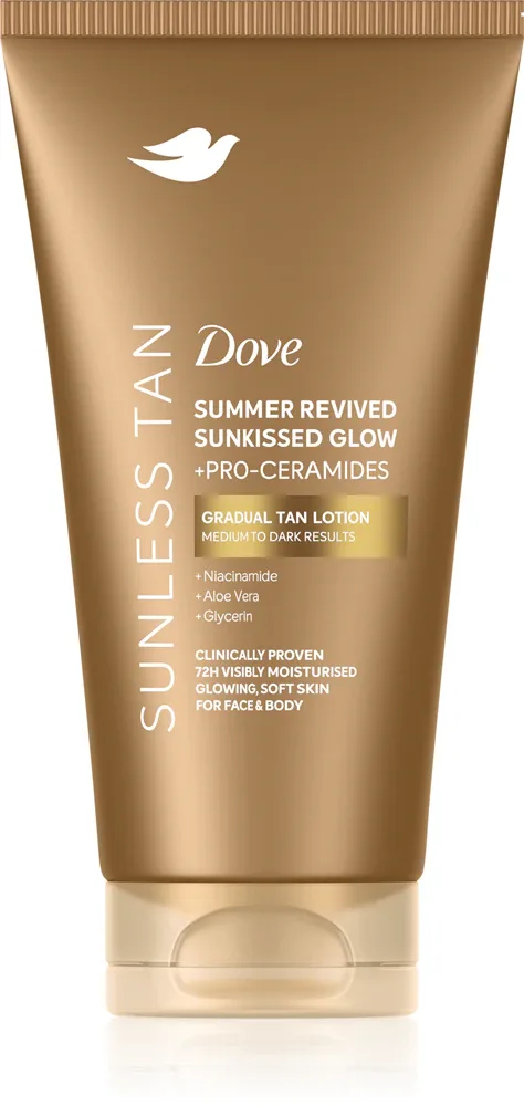Автозагар для тела Dove Summer Revived Sunless Tan с алоэ и ниацинамидом, увлажняющий, оттенок Dark 75 мл