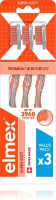 Зубная щётка Elmex Super Soft 4360 ультрамягкая, для чувствительных дёсен, 3 шт Super soft