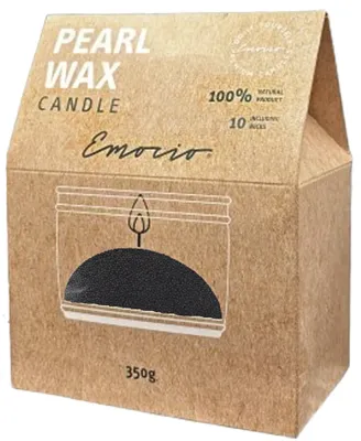 Свеча декоративная Emocio Pearl Wax Black с хлопковым фитилём, чёрная, 350 г