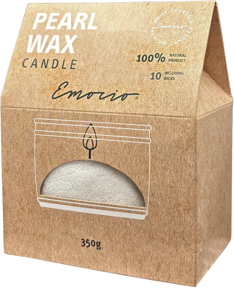 Свеча декоративная Emocio Pearl Wax White с хлопковым фитилём, белая, 350 г