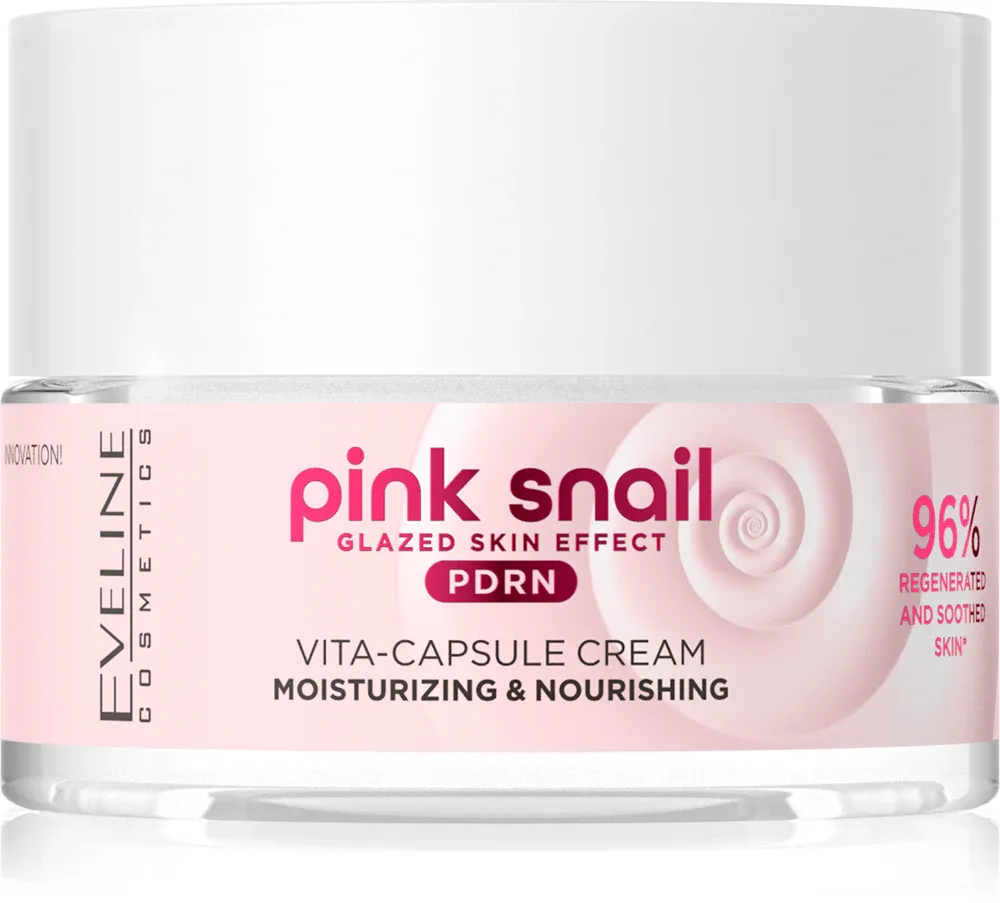 Крем для лица Eveline Cosmetics Pink Snail Glazed Skin Effect с фильтратом улиточного секрета, для любого типа кожи, 50 мл