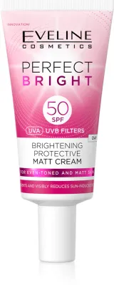 Солнцезащитное средство для лица Eveline Cosmetics Perfect Bright SPF 50 с витамином C, с ниацинамидом, 30 мл